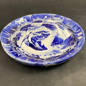 Ceramiczny Talerz kobaltowo biały