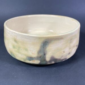 Miska ecru , kremowa, zielone łaty