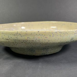 Misa ceramiczna duża zielona nakrapiana, mleczna w środku