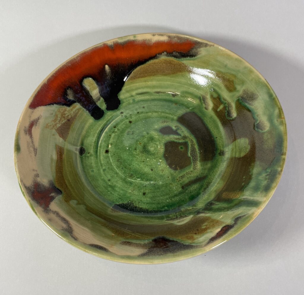 Miska zielono- brązowa z czerwonym akcentem Ceramika Gary Misaki